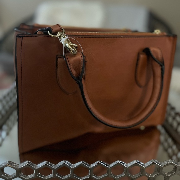 NWT London Fog Cognac Satchel - Picture 2 of 3